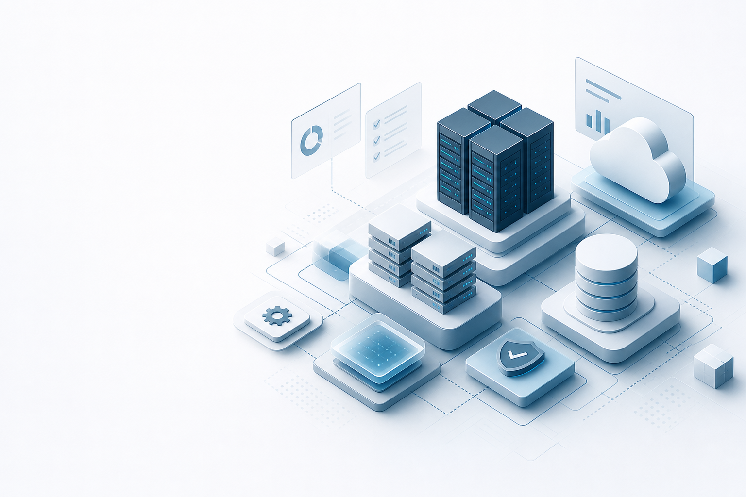 Abstract infrastructure operations visual representing platform, storage and hybrid cloud architecture.